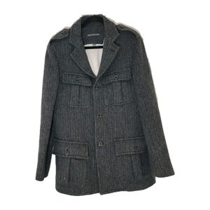 John‎ Varvatos Single Breasted Wool Silk Herringbone Peacoat Made In Italy M 50R
